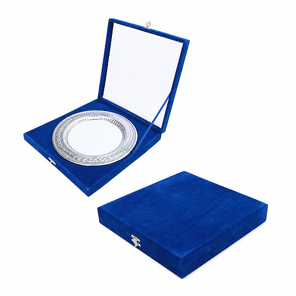 Kilitli Kadife Tabak Kutusu 20 cm - Lacivert - 2