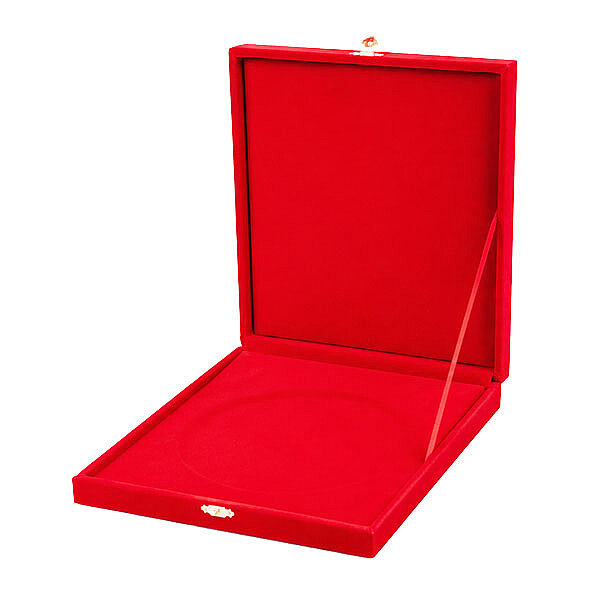  Kilitli Kadife Tabak Kutusu 20 cm  - Kırmızı - 1
