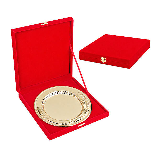  Kilitli Kadife Tabak Kutusu 20 cm  - Kırmızı - 2