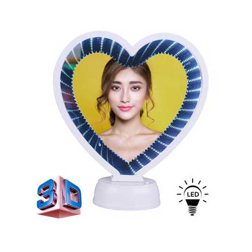 3D Led Işıklı Sihirli Aynalı Kalp Fotoğraf Çerçevesi - 1