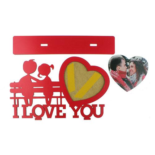Ahşap I love You Masa Üstü Kırmızı Çerçeve - 5