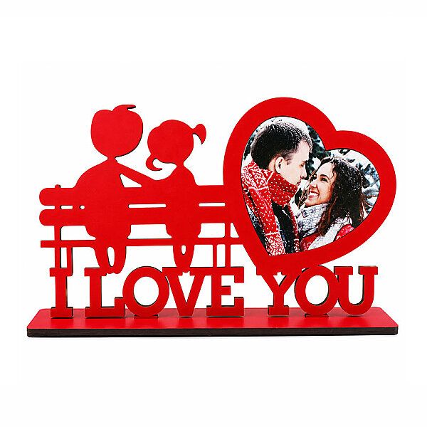Ahşap I love You Masa Üstü Kırmızı Çerçeve - 1