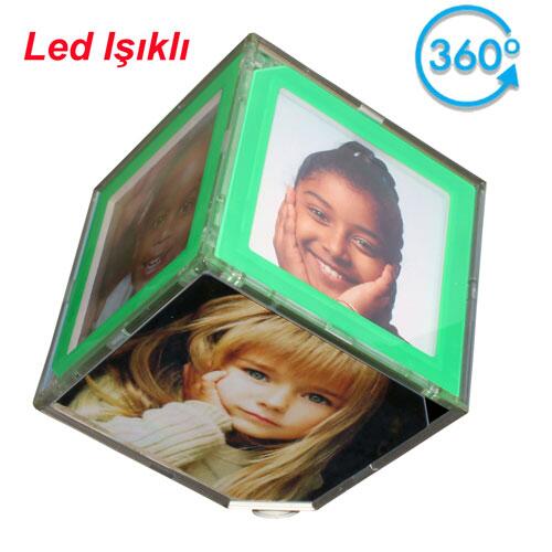 Bordürlü Dönen Küp Çerçeve 16x16 cm - Işıklı - 1