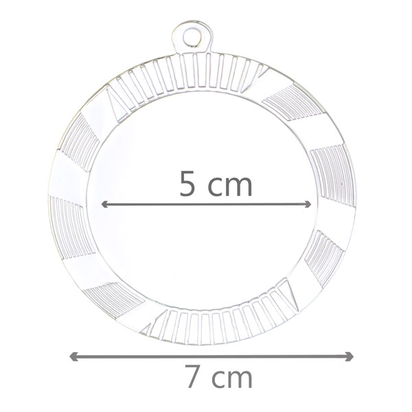 Boş 7 cm Gümüş Metal Madalya - 2