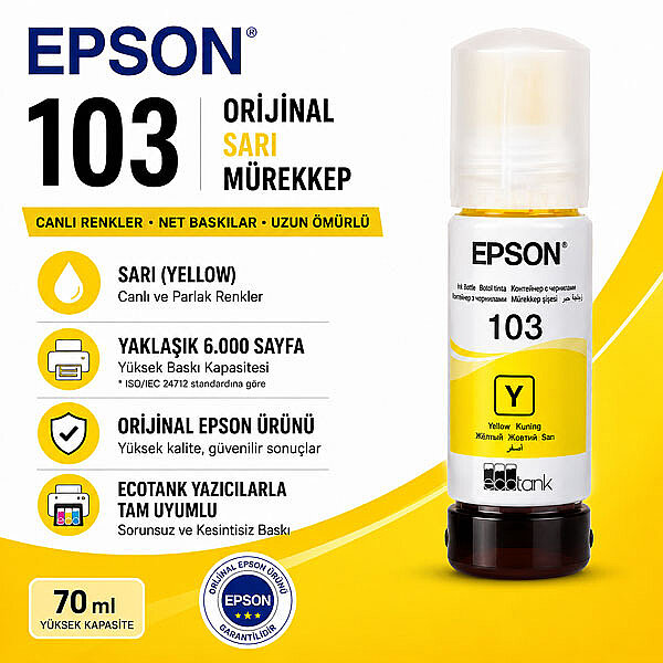 EPSON 103 Orijinal Sarı Mürekkep - 2