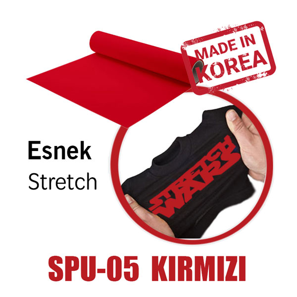 Esnek (Stretch) Kırmızı PU Tekstil Transfer Folyosu - 51 cm x 1 metre - 2