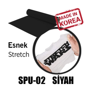 Esnek (Stretch) Siyah PU Tekstil Transfer Folyosu - 51 cm x 1 metre (1)