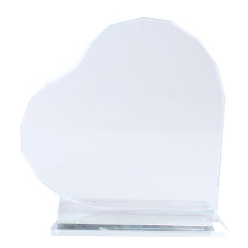 Kaplamasız Şeffaf Kristal Kalp Plaket 1011 - 2