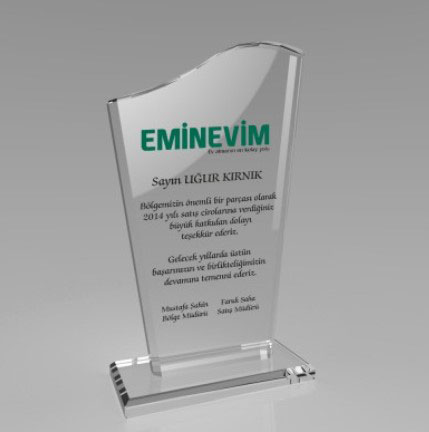 Kaplamasız Şeffaf Kristal Plaket 1003 - 4