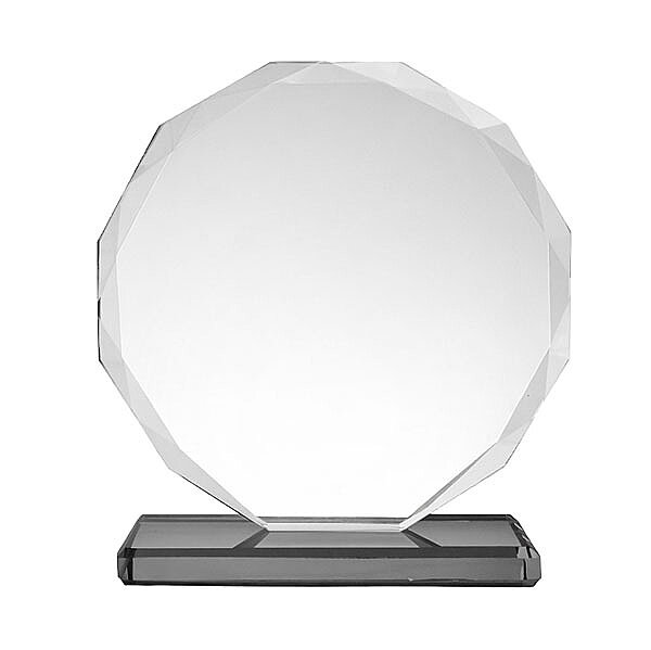 Kaplamasız Şeffaf Kristal Yuvarlak Plaket Çap:19 cm - 1
