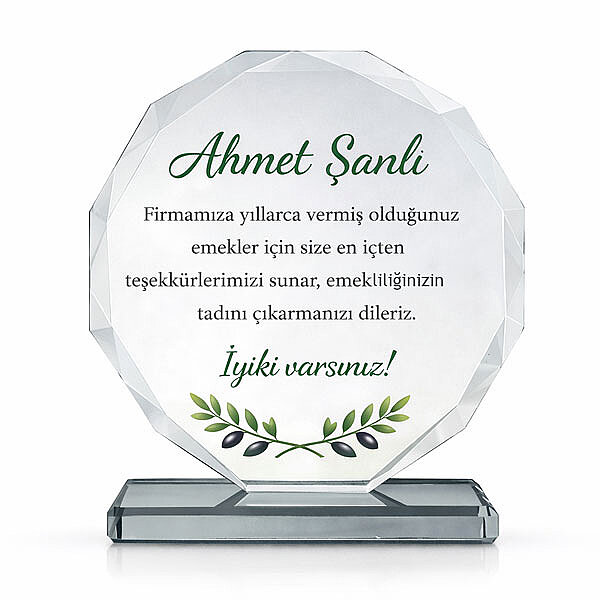 Kaplamasız Şeffaf Kristal Yuvarlak Plaket Çap:19 cm - 2