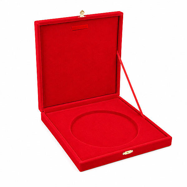 Kilitli Kadife Tabak Kutusu 25 cm - Kırmızı - 1