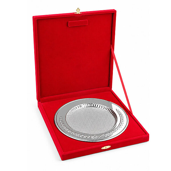 Kilitli Kadife Tabak Kutusu 25 cm - Kırmızı - 2