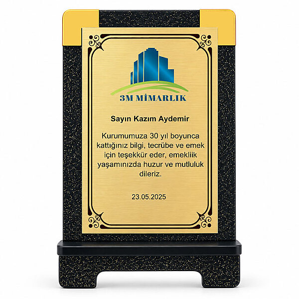 Sublimasyon Simli Siyah Ahşap Plaket 13x21 cm - Altın Metalli  - 1