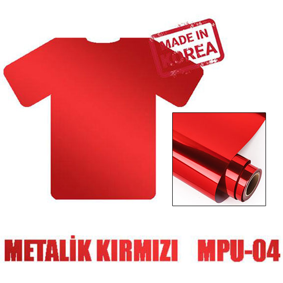 Metalik Kırmızı PU Tekstil Transfer Folyosu - 51 cm x 1 metre - 1