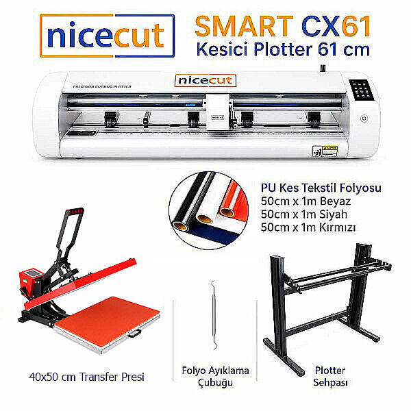 NICECUT CX61 Tekstil Transfer Baskı Seti | Plotter + 40x50 Transfer Presi - 2