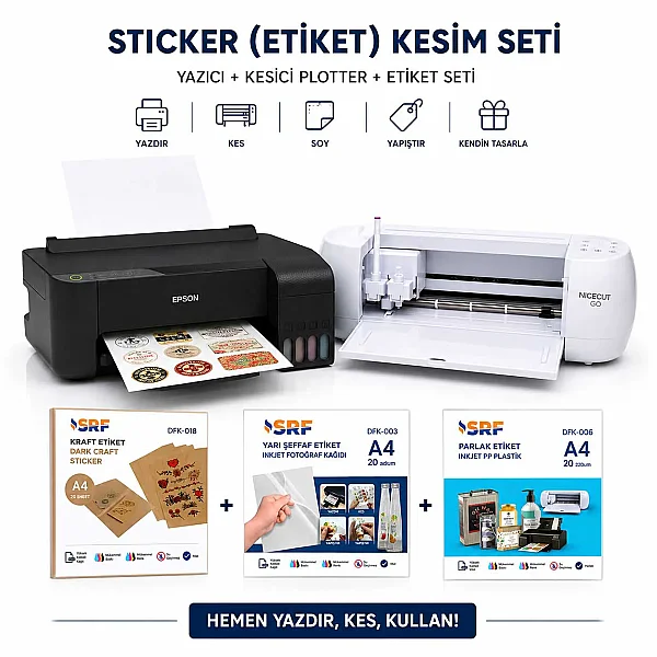 NiceCut Go Plotter + Epson L1250 Etiket Baskı ve Kesim Seti - 2