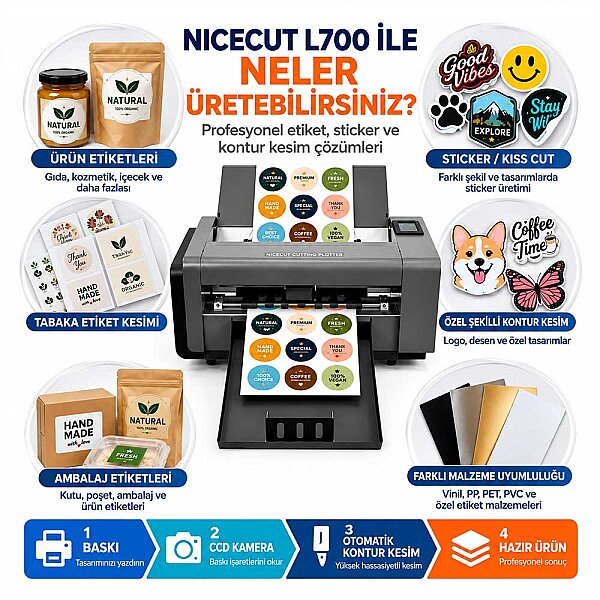 NICECUT L700 Servo Otomatik Etiket Sticker Kesim Makinesi  - 3
