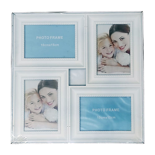 Plastik 4 lü Fotoğraf Çerçevesi 10x15 cm (Beyaz) - 1