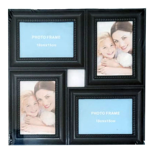 Plastik 4 lü Fotoğraf Çerçevesi 10x15 cm (Siyah) - 1