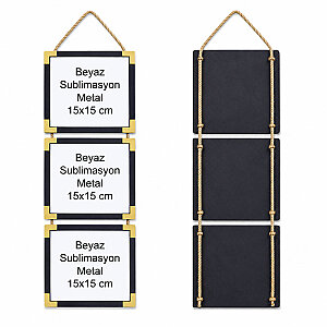 Sublimasyon Ahşap 3 lü Ahşap İpli Çerçeve 15x15 cm - 3