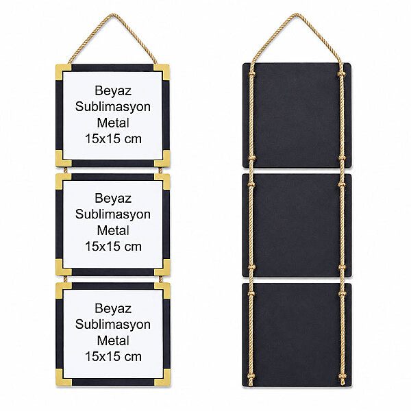 Sublimasyon Ahşap 3 lü Ahşap İpli Çerçeve 15x15 cm - 3