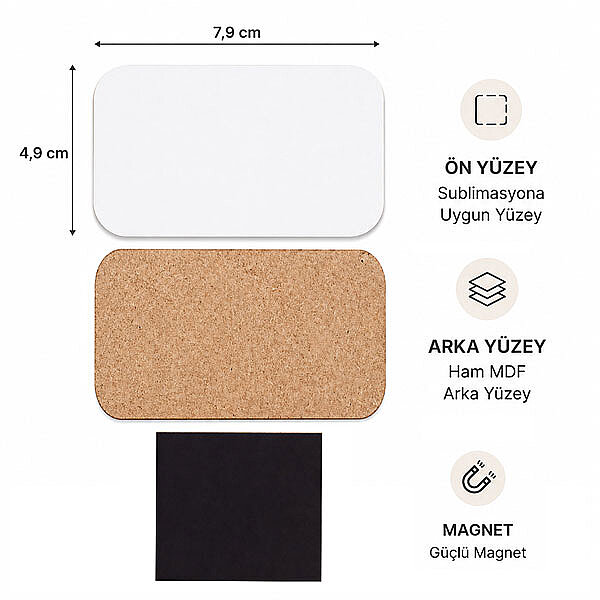 Sublimasyon Eko. MDF Magnet 5x8 cm - 2