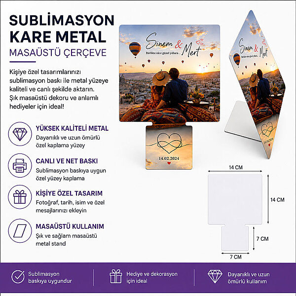 Sublimasyon Kare Metal Masaüstü Fotoğraf Çerçevesi - 2
