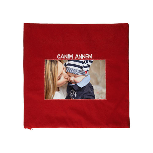 Sublimasyon Kırmızı Kare Yastık - Canım Annem - 2
