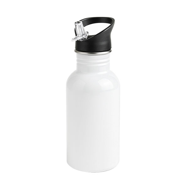 Sublimasyon Kopçalı Pipetli Beyaz Matara 600 ml - 1