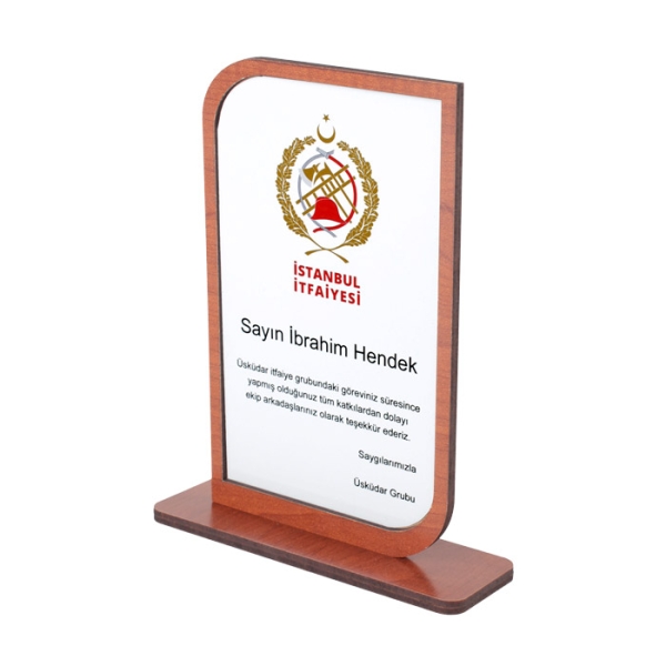 Sublimasyon Metal Baskılı Kahverengi Ahşap Plaket - 1