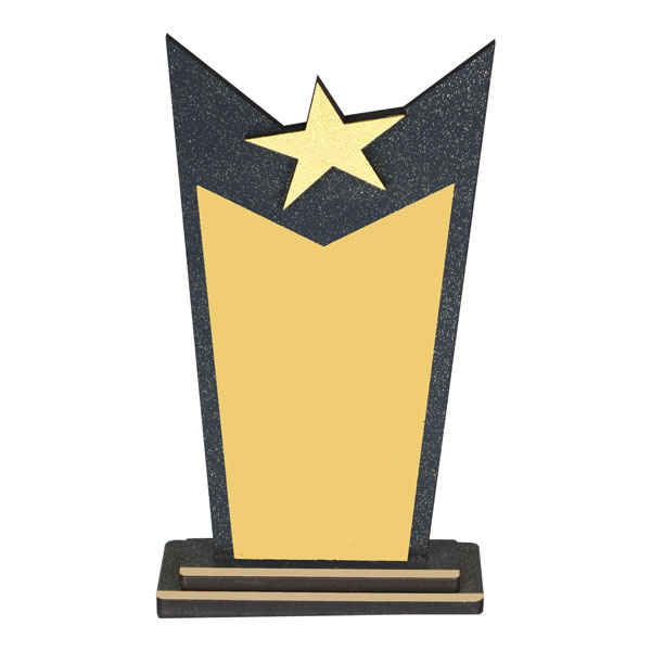 Sublimasyon Metal Baskılı Simli Siyah Ahşap Plaket - Altın Metalli  - 1