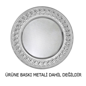Sublimasyon 25 cm Gümüş Metal Tabak - Güllü - 3