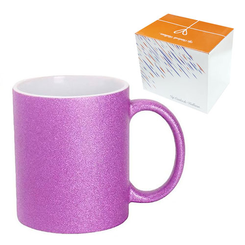 Sublimasyon Porselen Glitter (Simli) Mor Kupa - Kutulu - 1