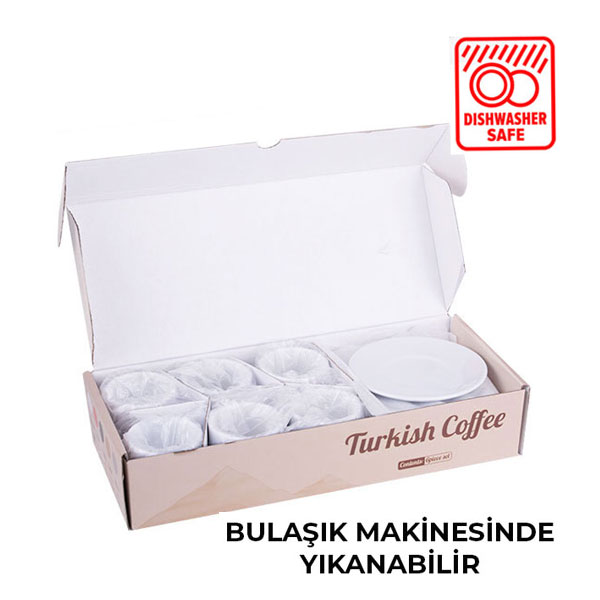 Sublimasyon Porselen T kulplu Beyaz Kahve Fincanı 6 'lı Set - İthal  - 2