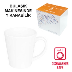 Sublimasyon Porselen Beyaz Konik Kupa - Kutulu - 3
