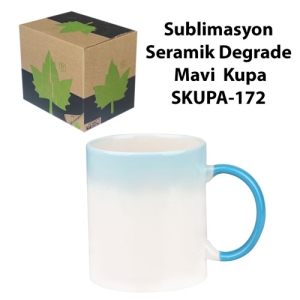 Sublimasyon Seramik Degrade Mavi Kupa - Kutulu - 3