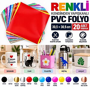Kendinden Yapışkanlı PVC Kesim Folyosu 30,5 × 30,5 cm – 20 Adet