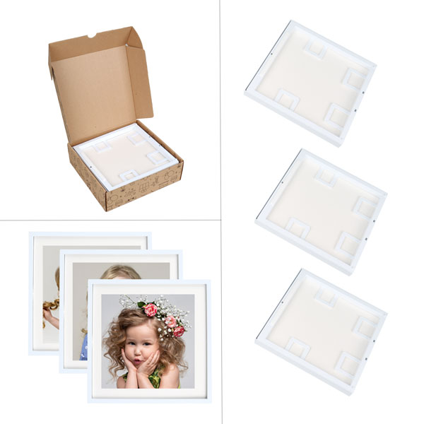 Yapışkanlı Sök Tak 3 lü Paket Kare Çerçeve - Beyaz - 1